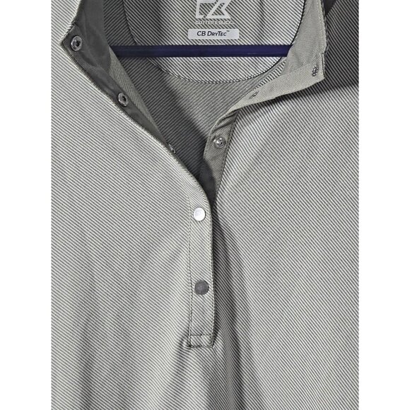 Cutter & Buck CB DryTec Men’s XL Snap Polo Gray Brown Stripe UV Quick-Dry - Picture 3 of 16